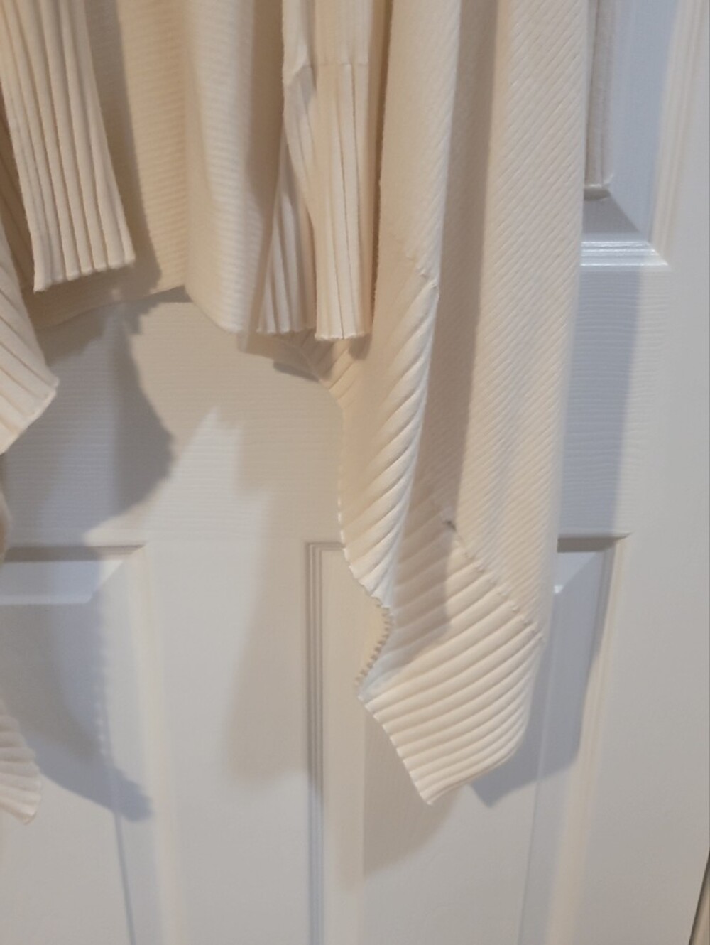 Zara Cream Ribbed Open-Front Waterfall Cardigan - Picture 4 of 6